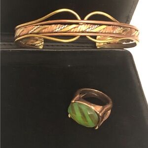 Vtg mixed metal wire cuff bracelet and ring